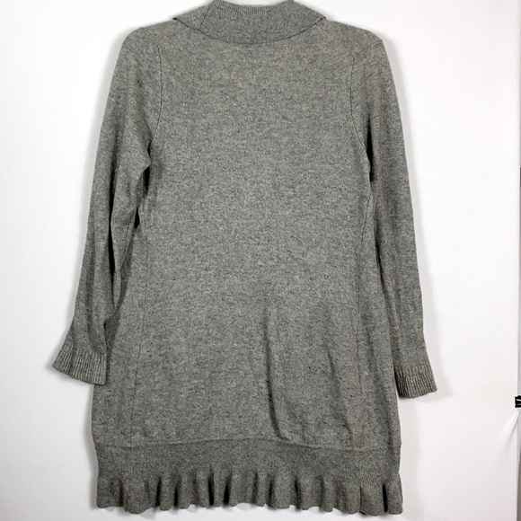 Grey Cashmere Wool Ruffle Front Open Cardigan - Picture 5 of 5